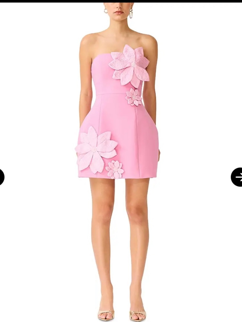 Elliatt Pink Strapless Mini Dress with 3D Floral Appliqués